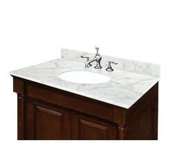 SAGEHILL DESIGNS OW3722-CW CARRARA WHITE 37 INCH CARRARA WHITE MARBLE VANITY TOP WITH 4 INCH BACKSPLASH - SINK INCLUDED
