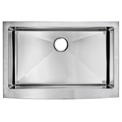 WATER-CREATION SS-AS-3322B-16 33 X 22 INCH 15MM CORNER RADIUS SINGLE BOWL STAINLESS STEEL HAND MADE APRON FRONT KITCHEN SINK