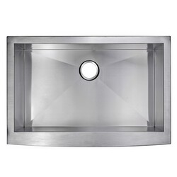 WATER-CREATION SSS-AS-3322A-16 33 X 22 INCH ZERO RADIUS SINGLE BOWL STAINLESS STEEL HAND MADE APRON FRONT KITCHEN SINK WITH DRAIN AND STRAINER
