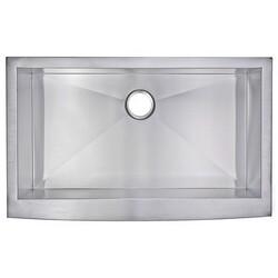 WATER-CREATION SSS-AS-3622A-16 36 X 22 INCH ZERO RADIUS SINGLE BOWL STAINLESS STEEL HAND MADE APRON FRONT KITCHEN SINK WITH DRAIN AND STRAINER