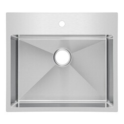 WATER-CREATION SSSG-TS-2522B-16 25 X 22 INCH SMALL RADIUS SINGLE BOWL STAINLESS STEEL HAND MADE DROP IN KITCHEN SINK WITH DRAIN, STRAINER, AND BOTTOM GRID