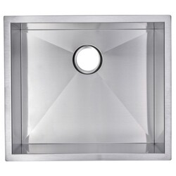 WATER-CREATION SSSG-US-2320A-16 23 X 20 INCH ZERO RADIUS SINGLE BOWL STAINLESS STEEL HAND MADE UNDERMOUNT KITCHEN SINK WITH DRAIN, STRAINER, AND BOTTOM GRID
