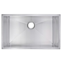 WATER-CREATION SSSG-US-3219A-16 32 X 19 INCH ZERO RADIUS SINGLE BOWL STAINLESS STEEL HAND MADE UNDERMOUNT KITCHEN SINK WITH DRAIN, STRAINER, AND BOTTOM GRID