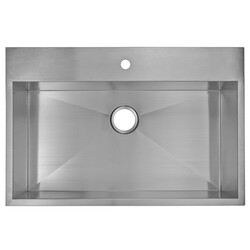 WATER-CREATION SSS-TS-3322A-16 33 X 22 INCH ZERO RADIUS SINGLE BOWL STAINLESS STEEL HAND MADE DROP IN KITCHEN SINK WITH DRAIN AND STRAINER