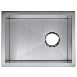 WATER-CREATION SSS-US-1520A-16 15 X 20 INCH ZERO RADIUS SINGLE BOWL STAINLESS STEEL HAND MADE UNDERMOUNT BAR SINK WITH DRAIN AND STRAINER
