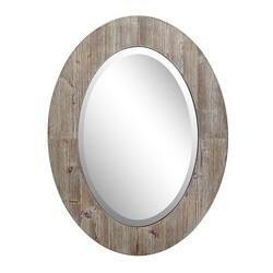 BELLATERRA HOME 808201-M 24 W X 32 H INCH OVAL WOOD GRAIN FRAME MIRROR IN ANTIQUE WHITE FINISH