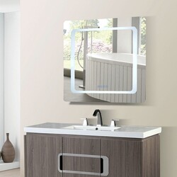 BELLATERRA HOME 808485-M-30 30 W X 27 H INCH RECTANGULAR LED BORDERED ILLUMINATED MIRROR WITH BLUETOOTH SPEAKERS