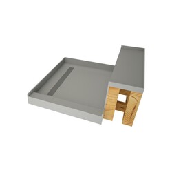 TILE REDI WF4236L-RB42-KIT BASE'N BENCH 42 D X 48 W INCH FULLY INTEGRATED SHOWER PAN KIT WITH LEFT PVC DRAIN, LEFT WONDERFALL TRENCH AND BENCH RB4212
