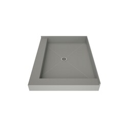 TILE REDI 4837CDL-PVC REDI BASE 48 D X 37 W INCH FULLY INTEGRATED SHOWER PAN WITH CENTER PVC DRAIN WITH LEFT DUAL CURB