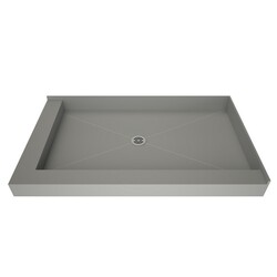 TILE REDI 3054CDL-PVC REDI BASE 30 D X 54 W INCH FULLY INTEGRATED SHOWER PAN WITH CENTER PVC DRAIN WITH LEFT DUAL CURB