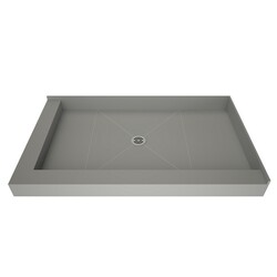 TILE REDI P3048CDL-PVC REDI BASE 30 D X 48 W INCH FULLY INTEGRATED SHOWER PAN WITH CENTER PVC DRAIN WITH LEFT DUAL CURB