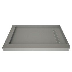TILE REDI RT3448RDL-PVC-SQ REDI TRENCH 34 D X 48 W INCH FULLY INTEGRATED SHOWER PAN WITH RIGHT PVC DRAIN, RIGHT TRENCH WITH DESIGNER GRATE AND LEFT DUAL CURB