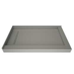 TILE REDI RT3448LDR-PVC-SQ REDI TRENCH 34 D X 48 W INCH FULLY INTEGRATED SHOWER PAN WITH LEFT PVC DRAIN, LEFT TRENCH WITH DESIGNER GRATE AND RIGHT DUAL CURB