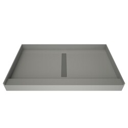 TILE REDI RT3648C-PVC-TT REDI TRENCH 36 D X 48 W INCH FULLY INTEGRATED SHOWER PAN WITH CENTER PVC DRAIN AND CENTER TRENCH WITH TILEABLE BRUSHED NICKEL GRATE