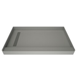 TILE REDI RT3448L-PVC-BN3 REDI TRENCH 34 D X 48 W INCH FULLY INTEGRATED SHOWER PAN WITH LEFT PVC DRAIN AND LEFT TRENCH WITH SOLID BRUSHED NICKEL GRATE