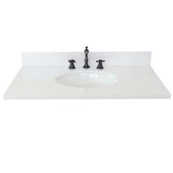 BELLATERRA 430001-37-WEO 37 INCH WHITE QUARTZ COUNTERTOP WITH OVAL SINK