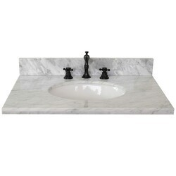 BELLATERRA 430001-31-WMO 31 INCH WHITE CARRARA MARBLE COUNTERTOP WITH OVAL SINK