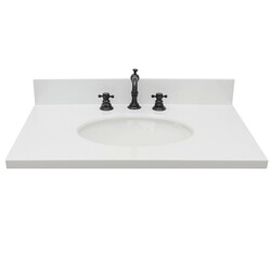 BELLATERRA 430001-31-WEO 31 INCH WHITE QUARTZ COUNTERTOP WITH OVAL SINK