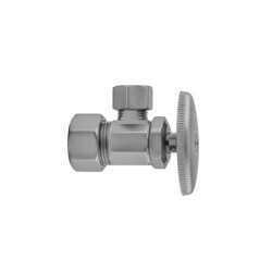 JACLO 5812 MULTI TURN ANGLE PATTERN 5/8 INCH O.D. COMPRESSION (FITS 1/2 INCH COPPER) X 3/8 INCH O.D. SUPPLY VALVE WITH OVAL HANDLE