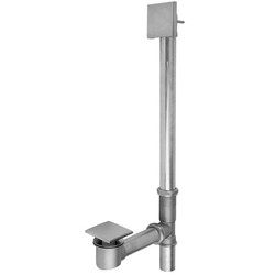 JACLO 365-539 BRASS TUB DRAIN BOTTOM OUTLET STANDARD TOE CONTROL WITH FACEPLATE (SQUARE) FULLY POLISHED AND PLATED TUB WASTE
