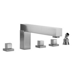JACLO 4404-T673-A-TRIM CUBIX ROMAN TUB SET WITH CUBE HANDLES AND ANGLED HANDSHOWER HOLDER