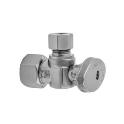 JACLO 615-8 QUARTER TURN ANGLE PATTERN 3/8 INCH IPS X 3/8 INCH O.D. SUPPLY VALVE WITH OVAL HANDLE