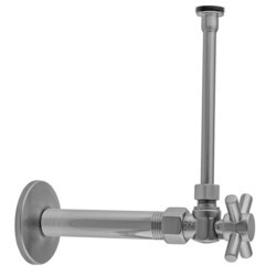JACLO 616-4-72 QUARTER TURN ANGLE PATTERN 1/2 INCH IPS X 3/8 INCH O.D. TOILET SUPPLY KIT WITH CONTEMPO CROSS HANDLE, 20 INCH SUPPLY TUBE, ESCUTCHEON