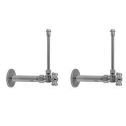 JACLO 616-62 QUARTER TURN ANGLE PATTERN 1/2 INCH IPS X 3/8 INCH O.D. FAUCET SUPPLY KIT WITH STANDARD CROSS HANDLE, 20 INCH SUPPLY TUBES, ESCUTCHEONS
