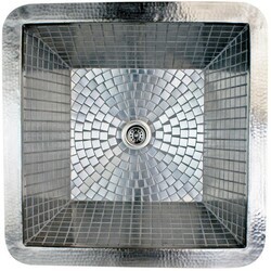 LINKASINK V041 LARGE SQUARE 20 INCH DROP-IN/UNDERMOUNT KITCHEN SINK WITH STAINLESS STEEL MOSAIC TILE INTERIOR