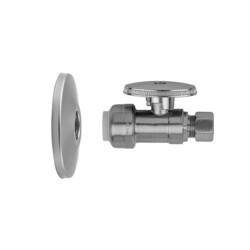 JACLO 639PF-KIT QUARTER TURN STRAIGHT PATTERN 1/2 INCH PUSH FIT X 3/8 INCH O.D. SUPPLY VALVE WITH ESCUTCHEON