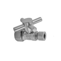 JACLO 622-4 QUARTER TURN STRAIGHT PATTERN 5/8 INCH O.D. COMPRESSION (FITS 1/2 INCH COPPER) X 3/8 INCH O.D. SUPPLY VALVE WITH CONTEMPO CROSS HANDLE