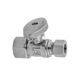 JACLO 620-8 QUARTER TURN STRAIGHT PATTERN 1/2 INCH IPS X 1/2 INCH O.D. SUPPLY VALVE WITH OVAL HANDLE
