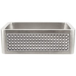 LINKASINK C070-30 SS PNL103 INSET APRON COLLECTION 30 INCH UNDERMOUNT FARM HOUSE STAINLESS STEEL KITCHEN SINK WITH CIRCLES PANEL