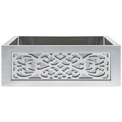 LINKASINK C071-30 SS PNL105 INSET APRON COLLECTION 30 INCH UNDERMOUNT FARM HOUSE STAINLESS STEEL KITCHEN SINK WITH FILIGREE PANEL