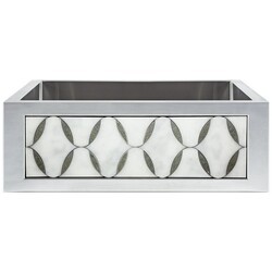 LINKASINK C071-30 SS PNL302 INSET APRON COLLECTION 30 INCH UNDERMOUNT FARM HOUSE STAINLESS STEEL KITCHEN SINK WITH MARBLE OVALS PANEL