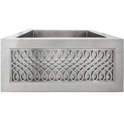 LINKASINK C073-3.5 SS PNLS101 INSET APRON COLLECTION 18 INCH APRON FRONT STAINLESS STEEL BAR SINK WITH SMALL LYRE PANEL