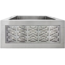 LINKASINK C073-3.5 SS PNLS102 INSET APRON COLLECTION 18 INCH APRON FRONT STAINLESS STEEL BAR SINK WITH SMALL SPOKE PANEL
