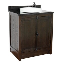 BELLATERRA 400100-BA-BGRD PLANTATION 31 INCH SINGLE VANITY IN BROWN ASH WITH BLACK GALAXY TOP AND ROUND SINK