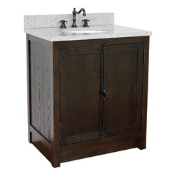 BELLATERRA 400100-BA-GYO PLANTATION 31 INCH SINGLE VANITY IN BROWN ASH WITH GRAY GRANITE TOP AND OVAL SINK