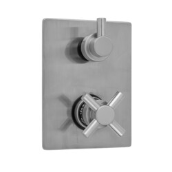 JACLO T7535-TRIM RECTANGLE PLATE WITH CONTEMPO CROSS THERMOSTATIC VALVE WITH CONTEMPO SHORT PEG BUILT-IN 2-WAY OR 3-WAY DIVERTER/VOLUME CONTROLS (J-TH34-686 / J-TH34-687 / J-TH34-688 / J-TH34-689)