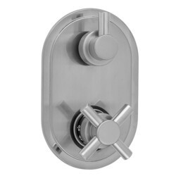 JACLO T8535-TRIM OVAL PLATE WITH CONTEMPO CROSS THERMOSTATIC VALVE WITH SHORT PEG LEVER BUILT-IN 2-WAY OR 3-WAY DIVERTER/VOLUME CONTROLS (J-TH34-686 / J-TH34-687 / J-TH34-688 / J-TH34-689)