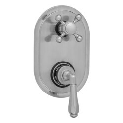 JACLO T9574-TRIM OVAL PLATE WITH SMOOTH LEVER THERMOSTATIC VALVE WITH BALL CROSS BUILT-IN 2-WAY OR 3-WAY DIVERTER/VOLUME CONTROLS (J-TH34-686 / J-TH34-687 / J-TH34-688 / J-TH34-689)