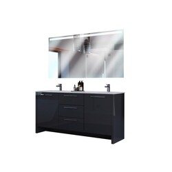 CASA MARE NONA180GG-71 NONA 71 INCH INCH DOUBLE SINK MODERN FREE STANDING BATHROOM VANITY SET WITH MIRROR IN GLOSSY GREY
