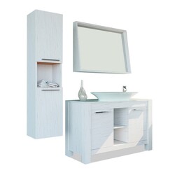CASA MARE PAGEO120VCW-48 PAGEO 48 INCH VENEER SINGLE SINK COUNTRY STYLE FREE STANDING BATHROOM VANITY SET WITH MIRROR IN COUNTRY WHITE