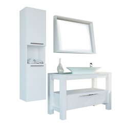 CASA MARE POLLINO120LMW-48 POLLINO 48 INCH SINGLE SINK COUNTRY STYLE FREE STANDING BATHROOM VANITY SET WITH MIRROR IN LACQUER MATTE WHITE