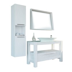 CASA MARE POLLINO120VCW-48 POLLINO 48 INCH VENEER SINGLE SINK COUNTRY STYLE FREE STANDING BATHROOM VANITY SET WITH MIRROR IN COUNTRY WHITE