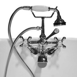 CAMBRIDGE PLUMBING CAM463BTW 12 INCH WALL MOUNT BRITISH TELEPHONE FAUCET AND HAND HELD SHOWER FOR CLAWFOOT BATHTUB