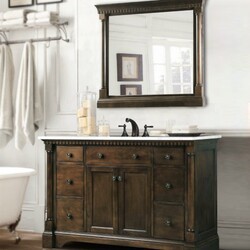 LEGION FURNITURE WLF6036-48 49 INCH ANTIQUE COFFEE VANITY WITH CARRARA WHITE TOP AND MATCHING BACKSPLASH, NO FAUCET
