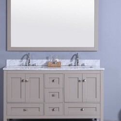 LEGION FURNITURE WT7360-G 61 INCH VANITY SET WITH MIRROR IN WARM GRAY, NO FAUCET