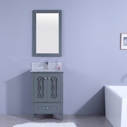 LEGION FURNITURE WT7424-GG 24 INCH VANITY SET WITH MIRROR IN GRAY, NO FAUCET
